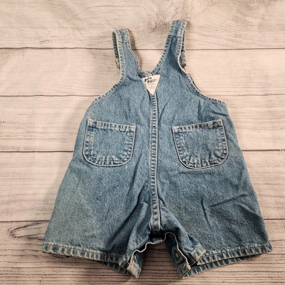 Vintage OshKosh B'Gosh Baby B'Gosh Denim Shortalls Overalls 12M 90s Vestbak